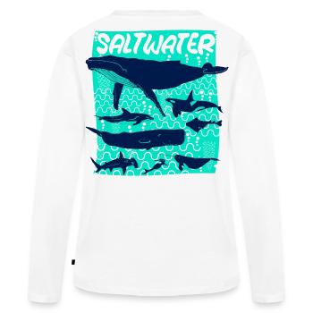 Eau salée - T-shirt manches longues Premium bio Femme - blanc - Dos - Julia (174cm)