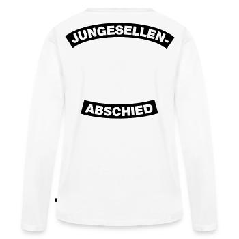 Junggesellenabschied Rahmen Element 1C (MC-Style) - Frauen Premium Bio Langarmshirt - Weiß - Hinten - Julia (174cm)