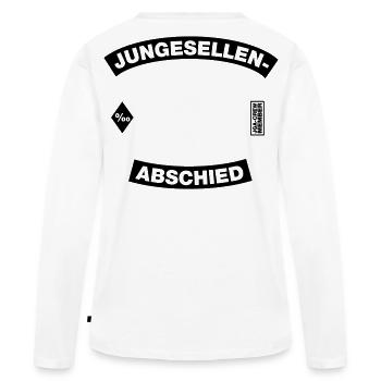 Junggesellenabschied Rahmen (JGA MC-Rocker-Style) - Frauen Premium Bio Langarmshirt - Weiß - Hinten - Julia (174cm)