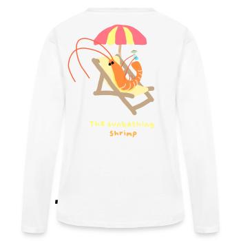 La crevette en bain de soleil - T-shirt manches longues Premium bio Femme - blanc - Dos - Julia (174cm)