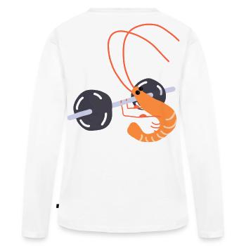Bodybuilding Sallle Garnelen - Frauen Premium Bio Langarmshirt - Weiß - Hinten - Julia (174cm)