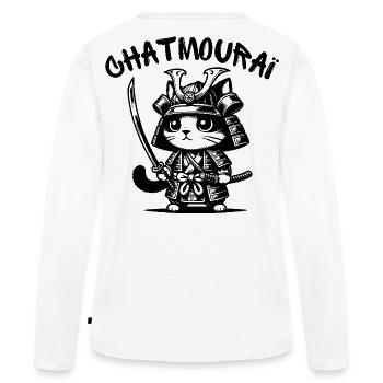 chat, chat mignon, chat doux - T-shirt manches longues Premium bio Femme - blanc - Dos - Julia (174cm)