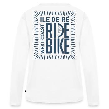 Vélo Côte Ouest Île de Ré - T-shirt manches longues Premium bio Femme - blanc - Dos - Julia (174cm)