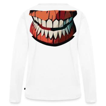 Darkjaws gespenstisches Lächeln - Frauen Premium Bio Langarmshirt - Weiß - Hinten - Julia (174cm)