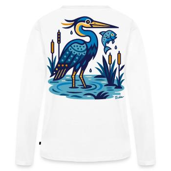 Héron cendré - T-shirt manches longues Premium bio Femme - blanc - Dos - Julia (174cm)