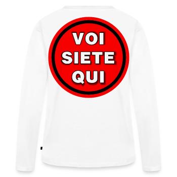 Sie sind hier - Frauen Premium Bio Langarmshirt - Weiß - Hinten - Julia (174cm)