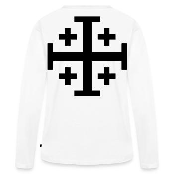 Crusader Cross - Women's Premium Organic Long Sleeve Shirt - white - Back - Julia (174cm)