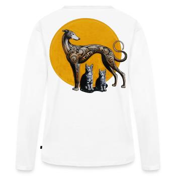 Art de rue Galgo & Cats - Brut - T-shirt manches longues Premium bio Femme - blanc - Dos - Julia (174cm)