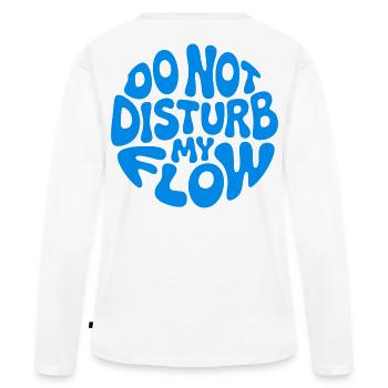 Ne dérange pas mon flux - T-shirt manches longues Premium bio Femme - blanc - Dos - Julia (174cm)