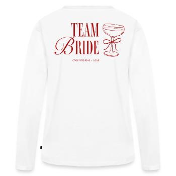 Équipe Mariée : Santé à l’amour 2026 - T-shirt manches longues Premium bio Femme - blanc - Dos - Julia (174cm)