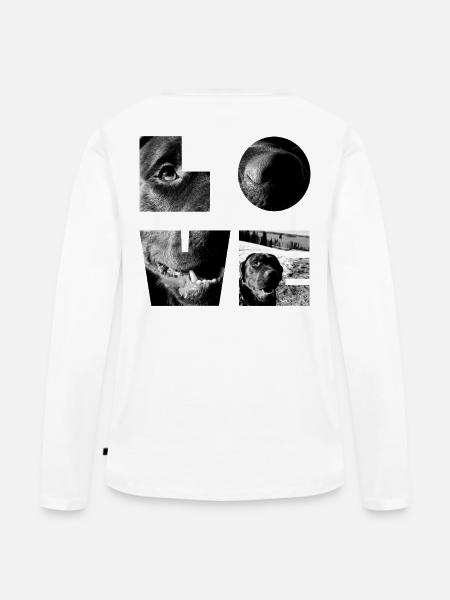 Schwarz-Weißes Hundemosaik - Frauen Premium Bio Langarmshirt - Weiß