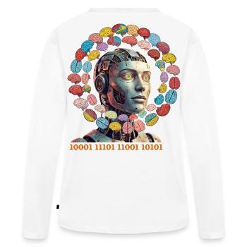 Magie cérébrale de l’IA en orbite colorée - T-shirt manches longues Premium bio Femme - blanc - Dos - Julia (174cm)