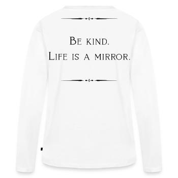 La vie est un miroir - T-shirt manches longues Premium bio Femme - blanc - Dos - Julia (174cm)