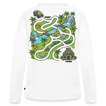 Dschungelsafari-Labyrinth - Frauen Premium Bio Langarmshirt - Weiß - Hinten - Julia (174cm)