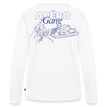 Bière en apéritif - T-shirt manches longues Premium bio Femme - blanc - Dos - Julia (174cm)