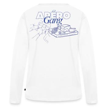 Plat d’apéritif, vin - T-shirt manches longues Premium bio Femme - blanc - Dos - Julia (174cm)