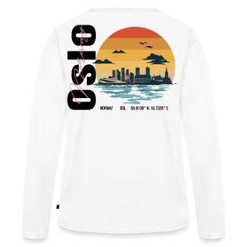 Silhouette de la Skyline d’Oslo - T-shirt manches longues Premium bio Femme - blanc - Dos - Julia (174cm)