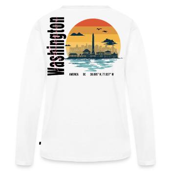 America Washington Sunset Design - T-shirt manches longues Premium bio Femme - blanc - Dos - Julia (174cm)