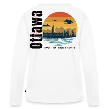 Ottawa Canada Retro Sunset Skyline - T-shirt manches longues Premium bio Femme - blanc - Dos - Julia (174cm)