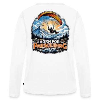 Geboren zum Paragliding - Frauen Premium Bio Langarmshirt - Weiß - Hinten - Julia (174cm)