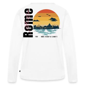 Rome Été Rétro - T-shirt manches longues Premium bio Femme - blanc - Dos - Julia (174cm)