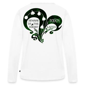 Giftige Waldschönheit – Vintage-Maiglöckchen - Frauen Premium Bio Langarmshirt - Weiß - Hinten - Julia (174cm)
