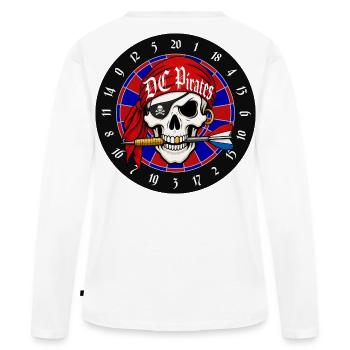 Crâne Pirate sur Dartboard - T-shirt manches longues Premium bio Femme - blanc - Dos - Julia (174cm)