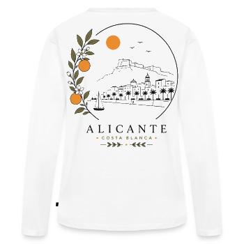 Alicante Küste - Frauen Premium Bio Langarmshirt - Weiß - Hinten - Julia (174cm)