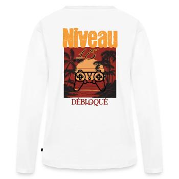 18 Year Old Level Unlocked - Gamer Gift - Women's Premium Organic Long Sleeve Shirt - white - Back - Julia (174cm)
