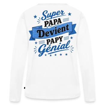 Super Dad Becomes Awesome Grandpa - Announcement - Women's Premium Organic Long Sleeve Shirt - white - Back - Julia (174cm)