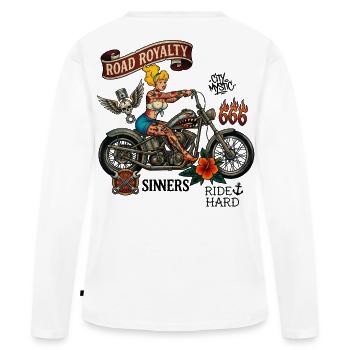 Art de tatouage de moto de motards royaux royaux - T-shirt manches longues Premium bio Femme - blanc - Dos - Julia (174cm)