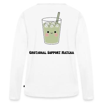 Matcha de soutien émotionnel doux - T-shirt manches longues Premium bio Femme - blanc - Dos - Julia (174cm)