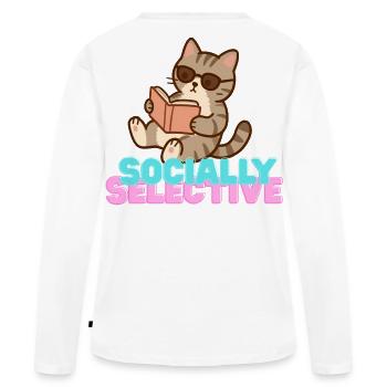 Lecture sélective sociale des chats - T-shirt manches longues Premium bio Femme - blanc - Dos - Julia (174cm)