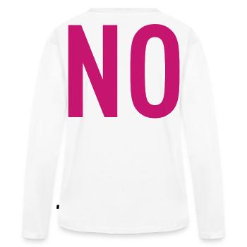 NON – Déclaration de typographie rose - T-shirt manches longues Premium bio Femme - blanc - Dos - Julia (174cm)