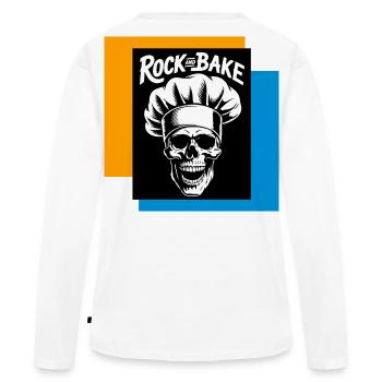 Cuisinier de crânes de roche et pâtisserie - T-shirt manches longues Premium bio Femme - blanc - Dos - Julia (174cm)