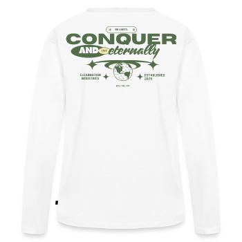 Conquérir - T-shirt manches longues Premium bio Femme - blanc - Dos - Julia (174cm)