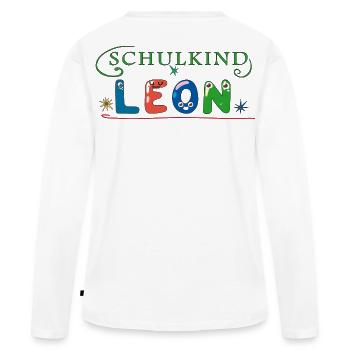 Écolier Léon - T-shirt manches longues Premium bio Femme - blanc - Dos - Julia (174cm)