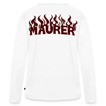 MAÇONNERIE 2 - T-shirt manches longues Premium bio Femme - blanc - Dos - Julia (174cm)