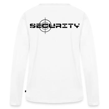 Sécurité, sécurité, protection de la propriété - T-shirt manches longues Premium bio Femme - blanc - Dos - Julia (174cm)