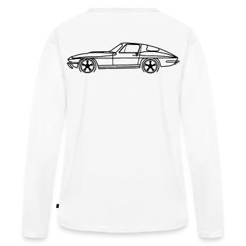 C2 Line Silhouette – Retro Muscle Art - Women's Premium Organic Long Sleeve Shirt - white - Back - Julia (174cm)