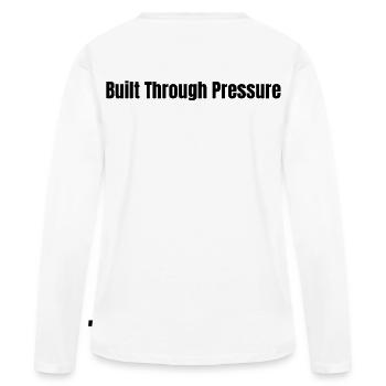 Construit par pression l LateNightGrind - T-shirt manches longues Premium bio Femme - blanc - Dos - Julia (174cm)