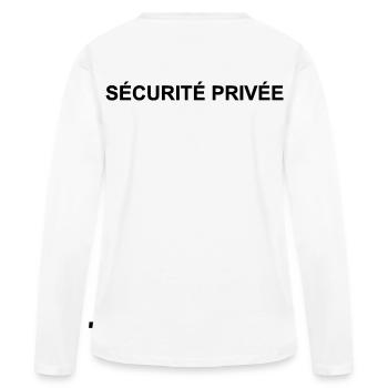 Sécurité Privée | Agent de sécurité - T-shirt manches longues Premium bio Femme - blanc - Dos - Julia (174cm)