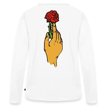 Rose tenue en art au trait gras - T-shirt manches longues Premium bio Femme - blanc - Dos - Julia (174cm)