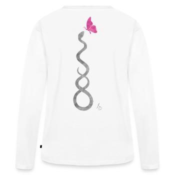 Le serpent embrasse le papillon - T-shirt manches longues Premium bio Femme - blanc - Dos - Julia (174cm)