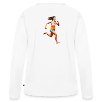 Coureuse - T-shirt manches longues Premium bio Femme - blanc - Dos - Julia (174cm)