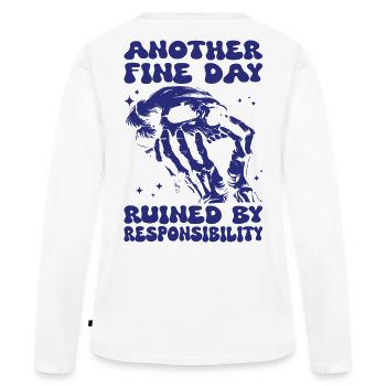 Squelette Crâne Responsabilité Halloween - T-shirt manches longues Premium bio Femme - blanc - Dos - Julia (174cm)