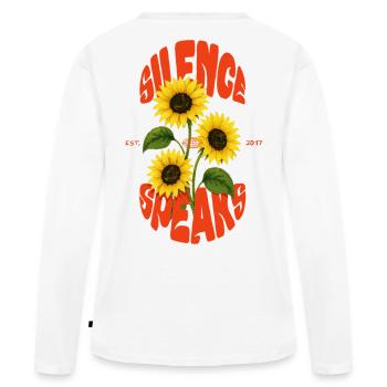 Silence Speaks - Women's Premium Organic Long Sleeve Shirt - white - Back - Julia (174cm)