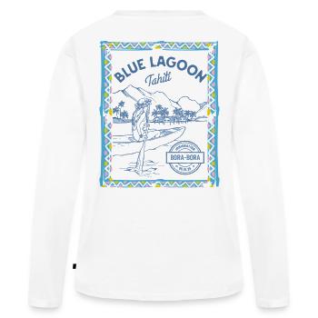 Blue Lagoon Tahiti Surf Art Bora Bora - T-shirt manches longues Premium bio Femme - blanc - Dos - Julia (174cm)