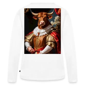 Taureau majestueux – roi du Baroque - T-shirt manches longues Premium bio Femme - blanc - Dos - Julia (174cm)