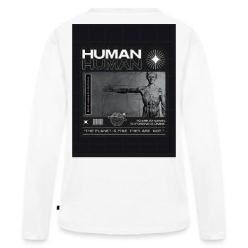 Être humain est une bénédiction. - T-shirt manches longues Premium bio Femme - blanc - Dos - Julia (174cm)